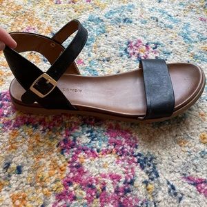 Black Rock and Candy Flat Sandals with Buckle